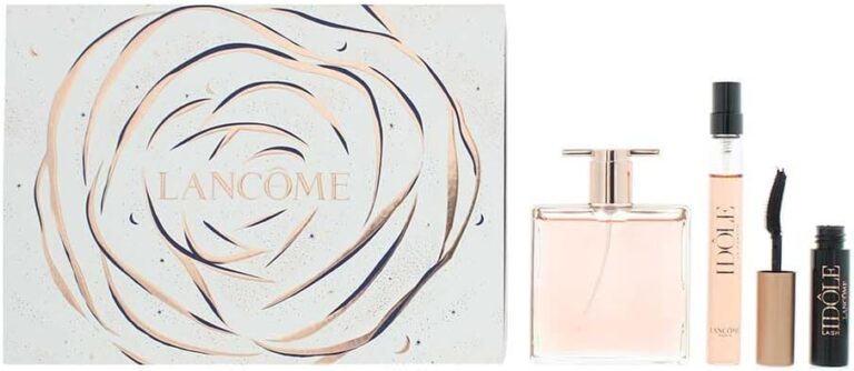 مجموعة ايدول الفريدة من عطر او دو بارفان من لانكوم بسعة 25 مل وحجم بسعة 10 مل للسفر مع ماسكارا لتكثيف الرموش