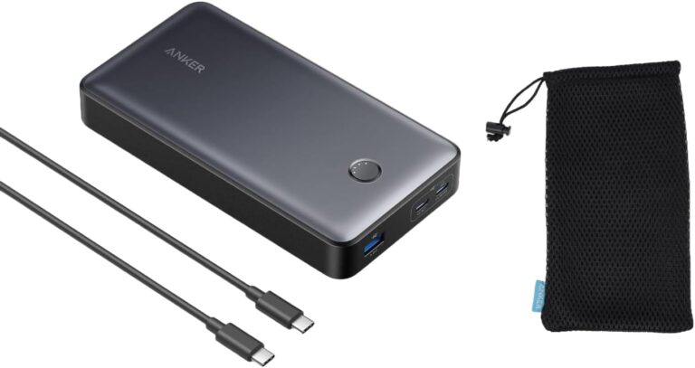 شاحن باور بانك محمول بسعة 24000 مللي امبير في الساعة وقدرة 65 وات مع 3 منافذ (USB نوع A وUSB نوع C) خفيف الوزن ومتين مع شنطة للحمل للاب توب وموبايل آيفون واي باد وسامسونج جالاكسي وغيرها من انكر، 537
