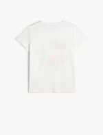 ⁦KOTON Girls Summer Themed Short Sleeve Crew Neck Tshirt⁩ - الصورة ⁦2⁩