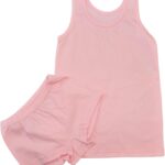 طقم من قطعتين مكون من فانلة بدون أكمام وملابس داخلية من القطن للبنات (عبوة من قطعة واحدة) من بابيون