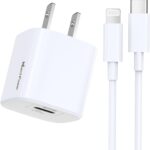 شاحن آيفون سريع معتمد من آبل، كابل USB نوع C إلى لايتنينج بطول 1.8 م بتقنية بي دي 3.0 20W نوع سي للشحن السريع مع قابس وسلك متوافق مع آيفون وآيباد 14 13 12 SE 11 برو ماكس XS XR