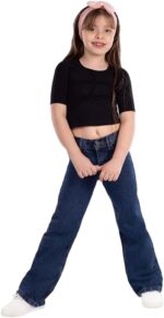 ⁦بنطلون بأرجل واسعة wl01 235 للبنات من ايجي وير، لون أزرق غامق⁩ - الصورة ⁦2⁩