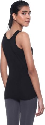 ⁦Dice Round-Neck Solid Tank Top for Women - Black, L⁩ - الصورة ⁦2⁩