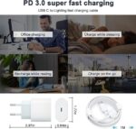 ⁦شاحن مزدوج - شريحة اصلية معتمدة من ام اف اي - 20 واط مع كيبل USB PD 3 - شاحن متوافق مع ايفون 11 و12 و13 و14 وX XS وبرو ماكس بلس⁩ - الصورة ⁦7⁩