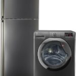 مجموعة أدوات منزلية من العربي (Sharp SJ-48C(ST)، ثلاجة ببابين بخاصية إذابة الثلج (نو فروست) من الستانلس ستيل - 340 لتر وغسالة هوفر اوتوماتيك بالكامل 7 كيلوجرام، لون فضي H3WS173DC3R-ELA)