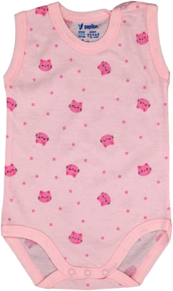 Papilon Girls 3604 Sleeveless Bodysuit Base Layer Underwear, Pink, 0-3Month