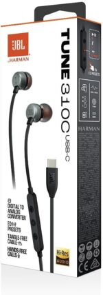 سماعات اذن TUNE310C بمنفذ USB نوع C من جيه بي ال، محول رقمي تناظري مدمج 96 كيلو هرتز/24 بت / 3 ازرار للتحكم عن بعد مع ميكروفون للاتصال/كيبل مسطح، 3 انواع من المعادل المضبوط مسبقا، دقة عالية، 0.3 - الصورة 3