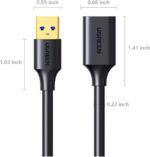 ⁦كابل وصلة USB 3.0 ذكر إلى أنثى مطلي بالذهب بسرعة نقل 5 جيجابايت في الثانية من يوجرين متوافق مع أجهزة الكمبيوتر وأجهزة تشغيل ألعاب الفيديو الرقمية والشاشات (2 متر)⁩ - الصورة ⁦9⁩