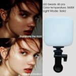 ⁦مصباح سيلفي LED للجوال مع مشبك، 3 اوضاع سطوع 3000-6500 كلفن، حلقة ضوء محمولة قابلة لاعادة الشحن للجوال واللابتوب والتقاط الصور والفيديو M-88⁩ - الصورة ⁦4⁩