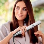 ⁦مكواة فرد الشعر من هوم جولد، حرارة 980° فهرنهايت بجودة صالونات التجميل، لشعر مموج ومفرود، تسخين سريع في 30 ثانية، سلك دوار 360°، 35 وات، HG-805 – أداة تصفيف لشعر ناعم وأملس (أبيض)⁩ - الصورة ⁦7⁩