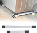 A pair of adjustable bases for heavy household appliances, suitable for washing machines and refrigerators, with adjustable wheels for safe and smooth movement