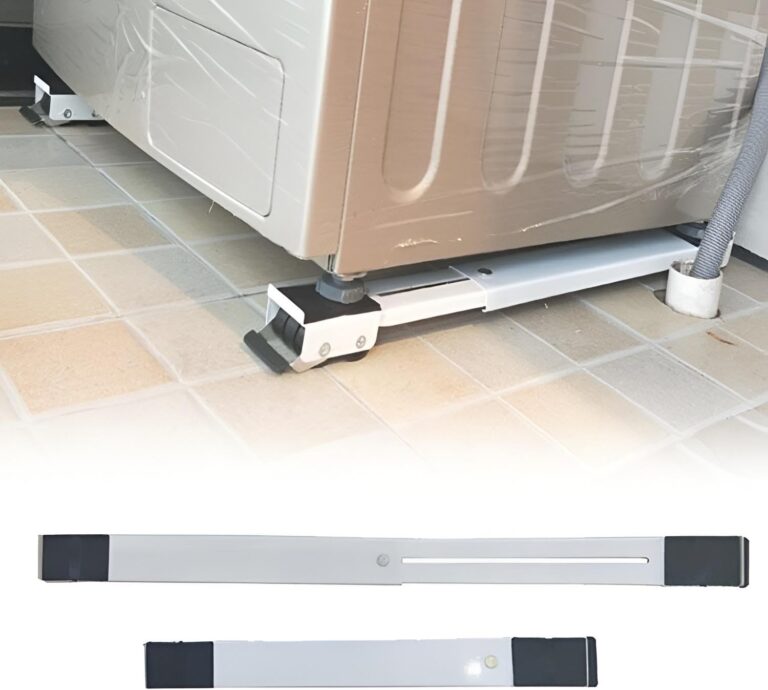 A pair of adjustable bases for heavy household appliances, suitable for washing machines and refrigerators, with adjustable wheels for safe and smooth movement