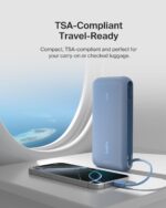 ⁦بلكن شاحن محمول، باور بانك مع كابل مدمج 20 كيلو بي دي 30 واط - شحن سريع USB نوع سي، شاحن محمول لسلسلة ايفون 16 وايباد برو وسلسلة جالكسي S25 والمزيد - ازرق⁩ - الصورة ⁦8⁩