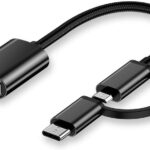 كابل نقل بيانات KX 3178 (GP91) 2 في 1 نوع سي + مايكرو إلى او تي جي من كيندكس - أسود، USB