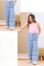 ⁦بنطلون جينز بناتي أطفال Wide Leg⁩ - الصورة ⁦5⁩