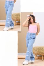 ⁦بنطلون جينز بناتي أطفال Wide Leg⁩ - الصورة ⁦4⁩