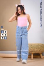 ⁦بنطلون جينز بناتي أطفال Wide Leg⁩ - الصورة ⁦2⁩