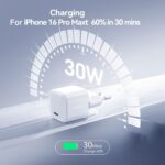 ⁦شاحن حائط سريع صغير JR-TCG15 بقدرة 30 وات تقنية جان USB نوع C بتقنية توصيل الطاقة PD صغير للغاية لشحن آمن وفعال من جوي رووم، أبيض⁩ - الصورة ⁦3⁩