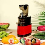 عصارة بطيئة العصر بفتحة تغذية عريضة، آلة عصر بارد للفواكه والخضروات الكاملة، عصارة كهربائية خالية من مادة البيسفينول أ مع فرشاة تنظيف، 83 ملم