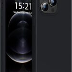 for iPhone12Pro Max Case,Silicone Shockproof Protector Case, [2 Screen Protectors + 1 Camera Lens Protector],Soft Anti-Scratch Microfiber Lining,6.7- Inch (Midnight Black)