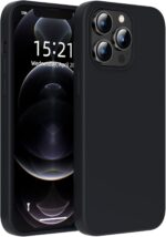for iPhone12Pro Max Case,Silicone Shockproof Protector Case, [2 Screen Protectors + 1 Camera Lens Protector],Soft Anti-Scratch Microfiber Lining,6.7- Inch (Midnight Black)