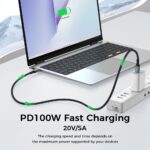 ⁦لينوك كيبل USB C الى USB C، كيبل شاحن USB C 100 واط لايفون 17/17 اير/17 برو/17 برو ماكس/16، ماك بوك برو، ايباد برو، ديل XPS، سامسونج جالاكسي S25/S24/S22 الترا، سويتش، بيكسل، (100 واط، 2 متر)⁩ - الصورة ⁦3⁩