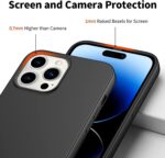 ⁦AWH Designed for iPhone 14 Pro Max Case - Silicone Ultra Slim Shockproof Phone Case with Soft Anti-Scratch Microfiber Lining, Enhanced Camera Protection - 6.7 inch (Black)⁩ - الصورة ⁦3⁩