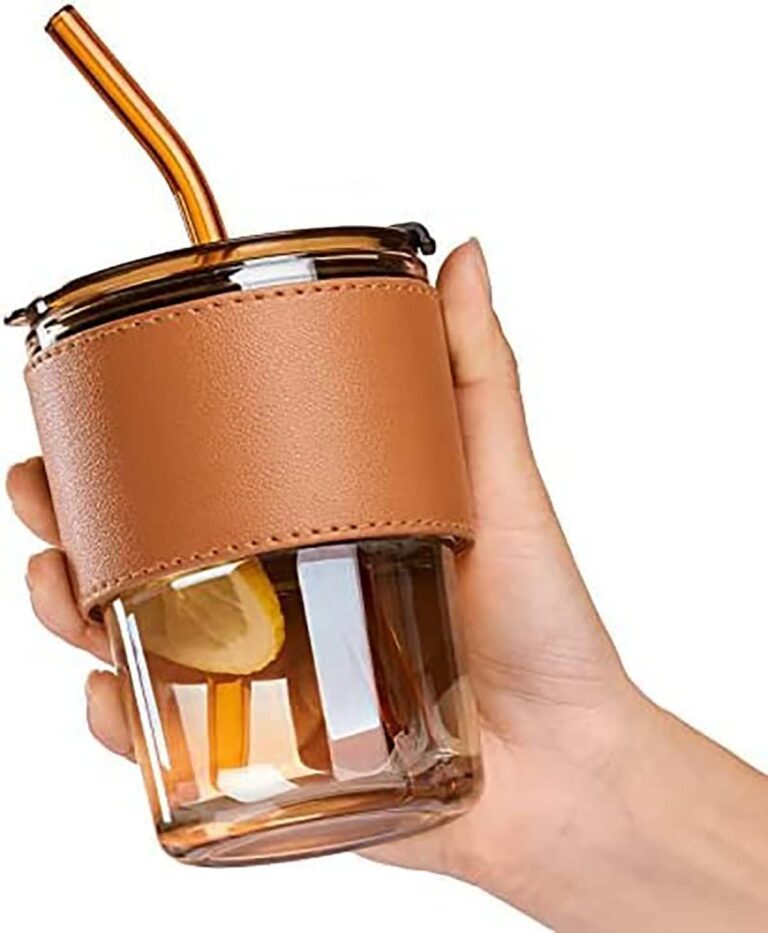 كوب قهوة من ميكسونيك بمقبض جلدي مع ماصة وكوب ومقبض زجاجة زجاجية شفاطة شرب للبالغين غطاء وشفاطة متعدد الألوان 2