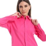 ⁦قميص أساسي بنمط غربي سادة بأكمام طويلة وأزرار أمامية للنساء من اندورا⁩ - الصورة ⁦4⁩