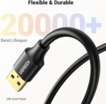 ⁦كابل وصلة USB 3.0 ذكر إلى أنثى مطلي بالذهب بسرعة نقل 5 جيجابايت في الثانية من يوجرين متوافق مع أجهزة الكمبيوتر وأجهزة تشغيل ألعاب الفيديو الرقمية والشاشات (2 متر)⁩ - الصورة ⁦8⁩
