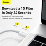 ⁦كابل من باسيوس بطول 2 أمتار نوع لايتنينج متوافق مع أجهزة تايب-سي وأجهزة آبل مع منفذ لايتنينج⁩ - الصورة ⁦6⁩