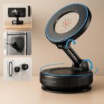 ⁦حامل موبايل للسياره مغناطيسي دوار 360 درجة،بقاعدة لاصقة، معدني، تصميم قابل للطي والتعديل،بقاعدة شفط بدون استخدام اليدين،حامل موبايل للسيارة بحجم الجيب متوافق مع جميع الموبايلات وجميع موديلات السيارات⁩ - الصورة ⁦4⁩