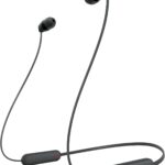 سماعة WI-C100-B بلوتوث لاسلكية داخل الاذن WI-C100 مع ميكروفون مدمج من سوني، اسود أسود