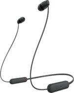 سماعة WI-C100-B بلوتوث لاسلكية داخل الاذن WI-C100 مع ميكروفون مدمج من سوني، اسود أسود