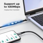 ⁦لينوك كيبل USB C الى USB C، كيبل شاحن USB C 100 واط لايفون 17/17 اير/17 برو/17 برو ماكس/16، ماك بوك برو، ايباد برو، ديل XPS، سامسونج جالاكسي S25/S24/S22 الترا، سويتش، بيكسل، (100 واط، 2 متر)⁩ - الصورة ⁦5⁩