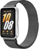 سوار ساعة معدني بديل وعصري قابل للتعديل من V Volt متوافق مع Samsung Galaxy Watch Fit 3 ، تصميم ميلانو شبكي مغناطيسي من الفولاذ المقاوم للصدأ للرجال والنساء.