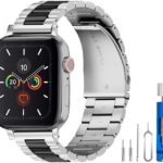 Band Compatible with Apple Watch 38mm 42mm Stainless Steel Wristband Metal Buckle Clasp iWatch 40mm 44mm Strap Replacement Bracelet for Apple Watch Series 4/3/2/1 Sports Edition