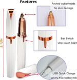 ⁦قلم تشذيب حواجب كهربائي محمول قابل لإعادة الشحن بمنفذ USB للنساء من ليشونج باو، أداة إزالة شعر الحواجب الدقيق بدون ألم، أداة حلاقة آمنة للوجه والساق وأعلى الشفاه والإبط واليدين، قطعتين، لون أبيض⁩ - الصورة ⁦4⁩