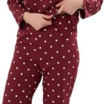 Trendyol Womens Burgundy Polka Dot and Heart Sleepwear Set 100% Cotton - Thmaw25Pt00039 Pajama Set (pack of 1)