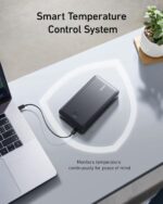⁦شاحن باور بانك محمول بسعة 24000 مللي امبير في الساعة وقدرة 65 وات مع 3 منافذ (USB نوع A وUSB نوع C) خفيف الوزن ومتين مع شنطة للحمل للاب توب وموبايل آيفون واي باد وسامسونج جالاكسي وغيرها من انكر، 537⁩ - الصورة ⁦2⁩