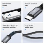 ⁦لينوك كيبل USB C الى USB C، كيبل شاحن USB C 100 واط لايفون 17/17 اير/17 برو/17 برو ماكس/16، ماك بوك برو، ايباد برو، ديل XPS، سامسونج جالاكسي S25/S24/S22 الترا، سويتش، بيكسل، (100 واط، 2 متر)⁩ - الصورة ⁦7⁩