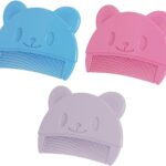 3Pcs Bear Combs, Fetal Dirt Removal for Baby Boys and Girls, Baby Combs (Blue, Pink, Purple)