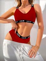 ⁦طقم حمالة صدر وبانتي مريح بتصميم كاجوال بسيط وشعار حروف من شي ان - قطعتان⁩ - الصورة ⁦6⁩