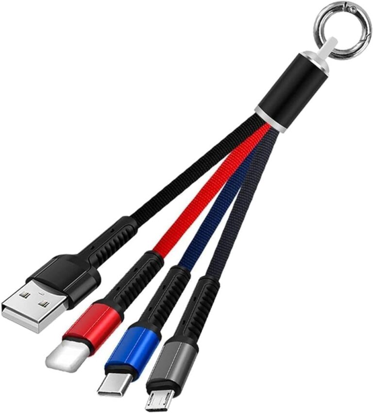 كابل شحن لايتنينج سريع 3 في 1 من موبي ريز مصنوع من النايلون المضفر مع موصلات USB ومايكرو ونوع C - سلك شحن سريع ممتاز