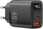 شاحن جداري سريع الشحن بتقنية GaN سلسلة فايرفلاي بقدرة 45 واط مع منفذ USB نوع سي متوافق مع أجهزة آيفون واي باد وماك بوك وأجهزة سامسونج وجميع الأجهزة المزودة بـ USB نوع سي من وي وو، موديل Wi-G011، أبيض