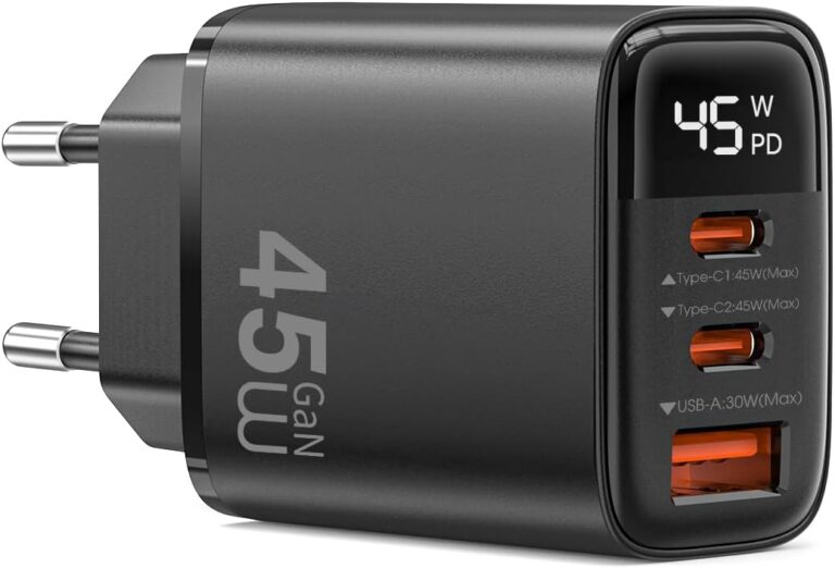 شاحن جداري سريع الشحن بتقنية GaN سلسلة فايرفلاي بقدرة 45 واط مع منفذ USB نوع سي متوافق مع أجهزة آيفون واي باد وماك بوك وأجهزة سامسونج وجميع الأجهزة المزودة بـ USB نوع سي من وي وو، موديل Wi-G011، أبيض