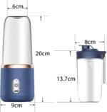 ⁦خلاط محمول، خلاط شخصي صغير قابل لأعاده الشحن بمنفذ USB للمخفوقات والسموزي، عصارة فواكه وخضروات كهربائية مع 2 كوب عصارة للسفر من موسيكي(لون أزرق)⁩ - الصورة ⁦4⁩