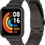 TenCloud Bands Compatible with Xiaomi Redmi Watch 2 Lite Activity Tracker Solid Stainless Steel Women Men Wristband Metal Watch Link Band with Protective Case for Redmi Watch 2 Lite