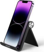 حامل موبايل للمكتب قابل للتعديل من يوجرين، متوافق مع ايفون 13 12 برو ماكس 11 SE XS XR و8 بلس 6 7 وسامسونج جالاكسي نوت 20 S20 S10 S9 S8 اندرويد منصة هاتف ذكي قابلة للطي لون اسود، بلاستيك