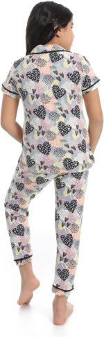 ⁦Girls girlspejama set with buttons and patterned design girlspejama set with buttons and patterned design⁩ - الصورة ⁦2⁩